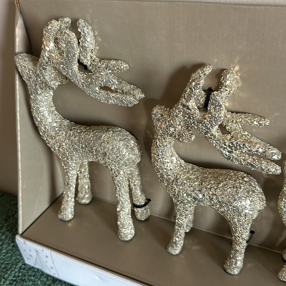 34th & Pine Gold Shimmer Sparkle Reindeer Set of 3 Holiday Christmas NEW - Picture 5 of 6